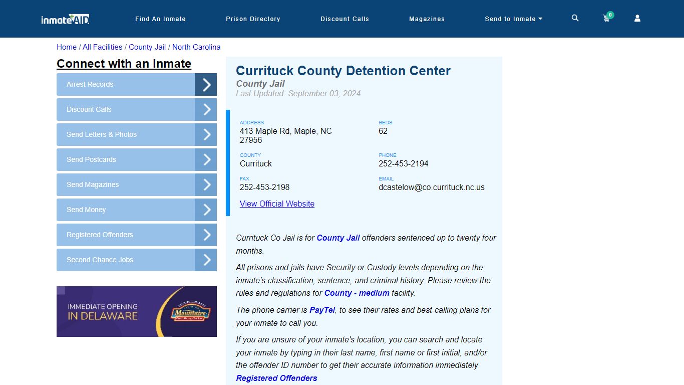 Currituck County Detention Center - Inmate Locator